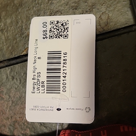 Lululemon Energy Bra, High Neck, Long Line,Sz. 8, Ombre Red Multi print, NWT - Picture 10 of 13